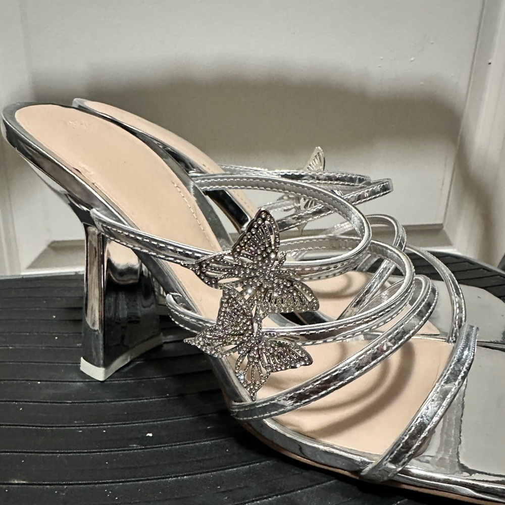 Silver Metallic Zara Butterfly Sandals - Picture 2 of 9